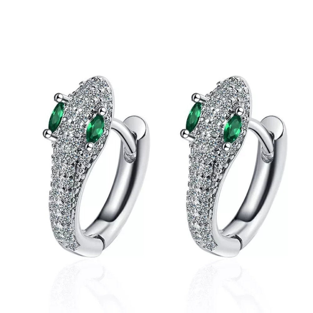 925 Sterling Silver Plated Zircon Micro Inlaid snake Earrings